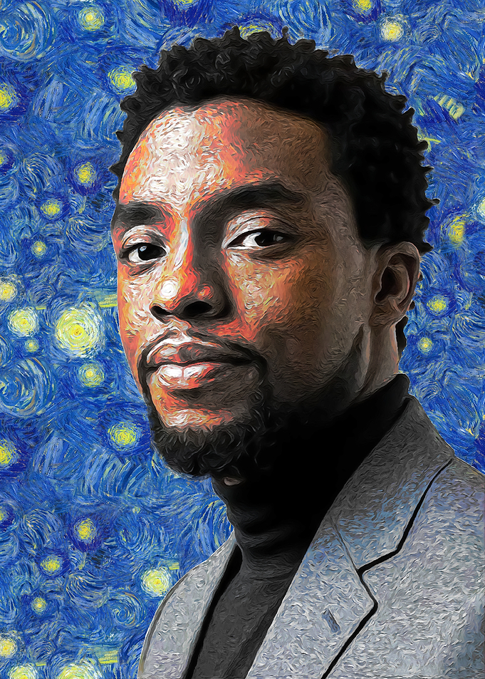 Chadwick Boseman Starry Night Portrait