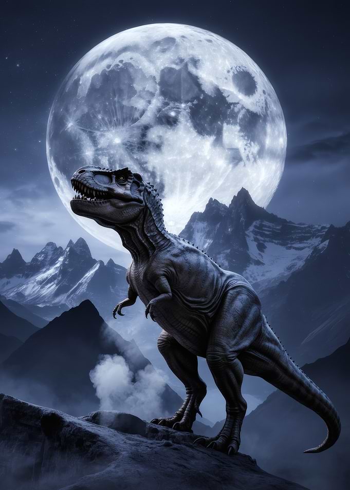 Tyrannosaurus Rex under the moonlight