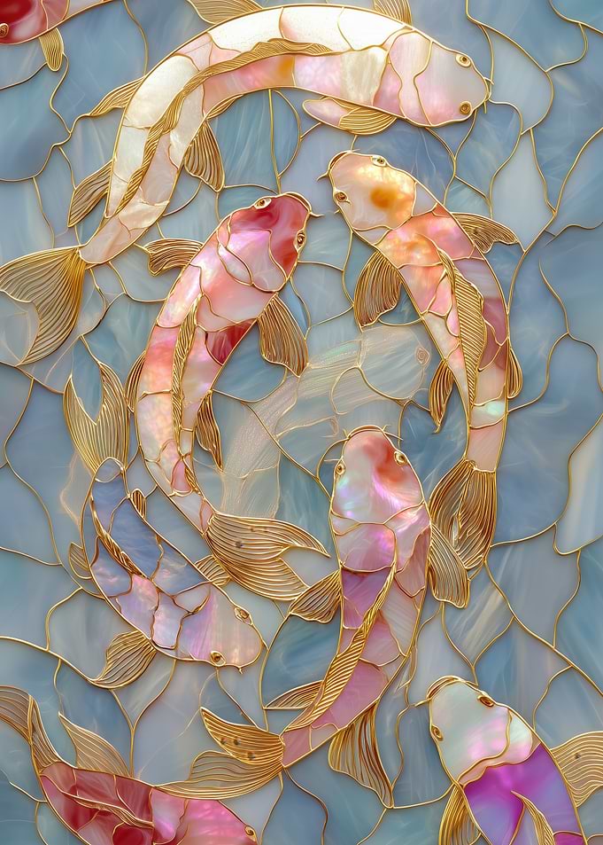 Koi Fish Stained Glass Art