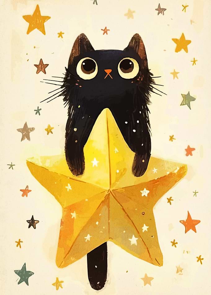 Black Cat on a Golden Star