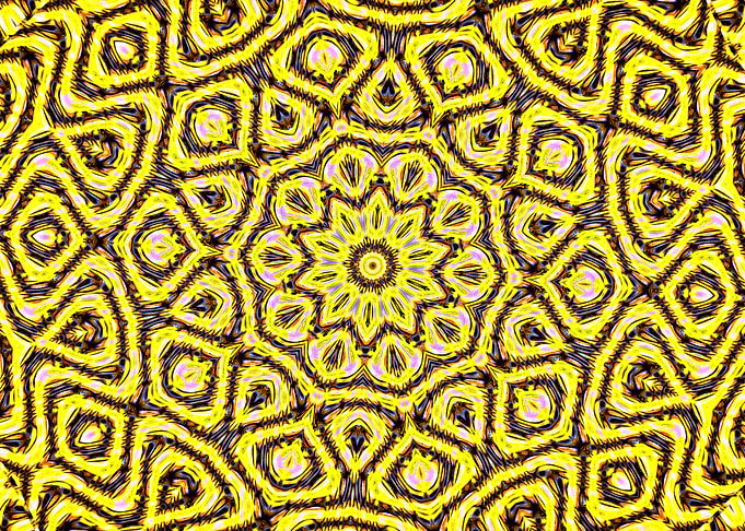 Yellow Geometric Kaleidoscope Pattern by Kristalin Davis