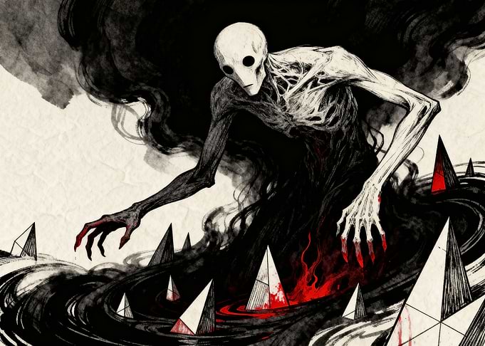 Eerie Figure in Dark Landscape