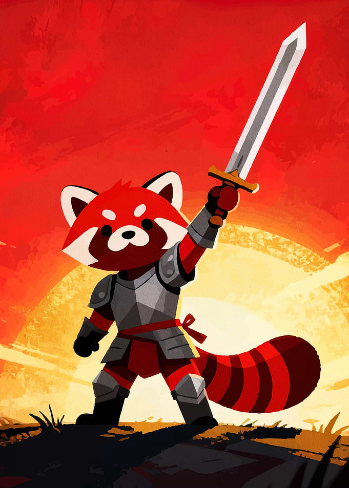 Red Panda Knight with Sword