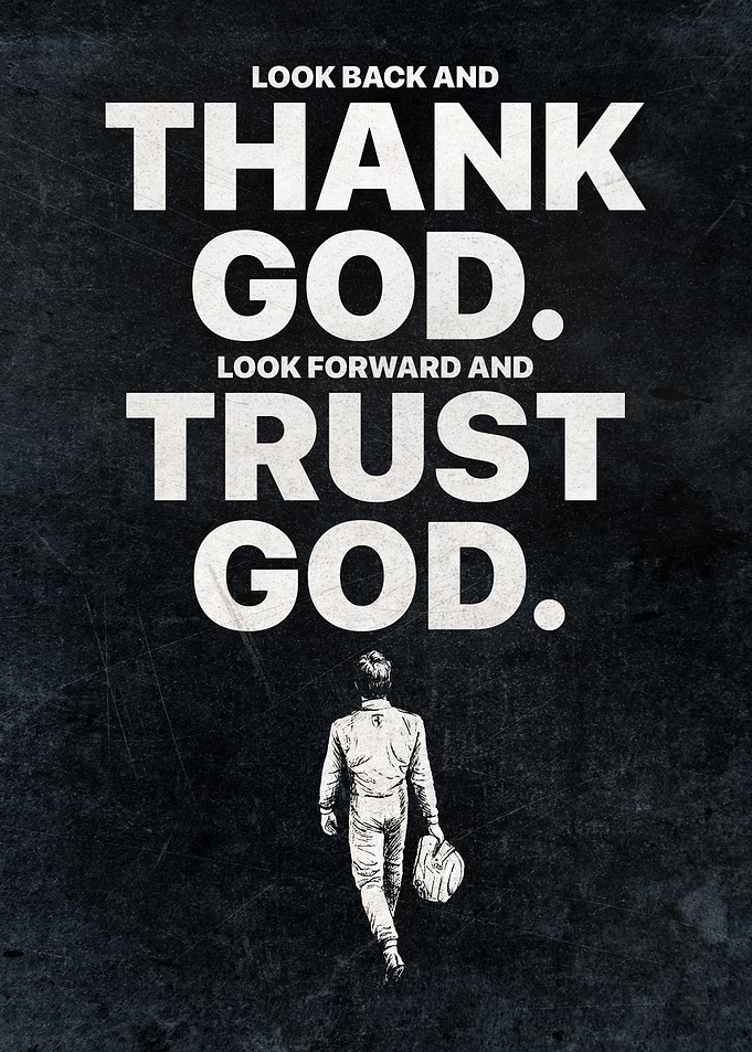 Inspirational Christian Poster – Look Back and Thank God, Look Forward and Trust God