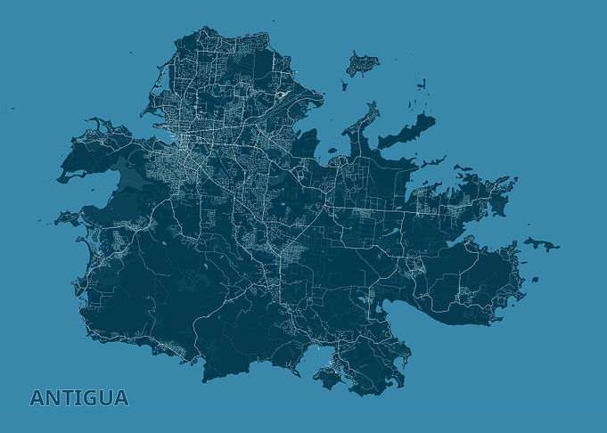 Antigua Map - Detailed Road Network