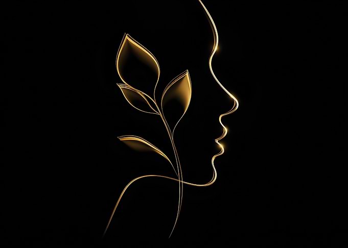 Golden Profile with Floral Accent