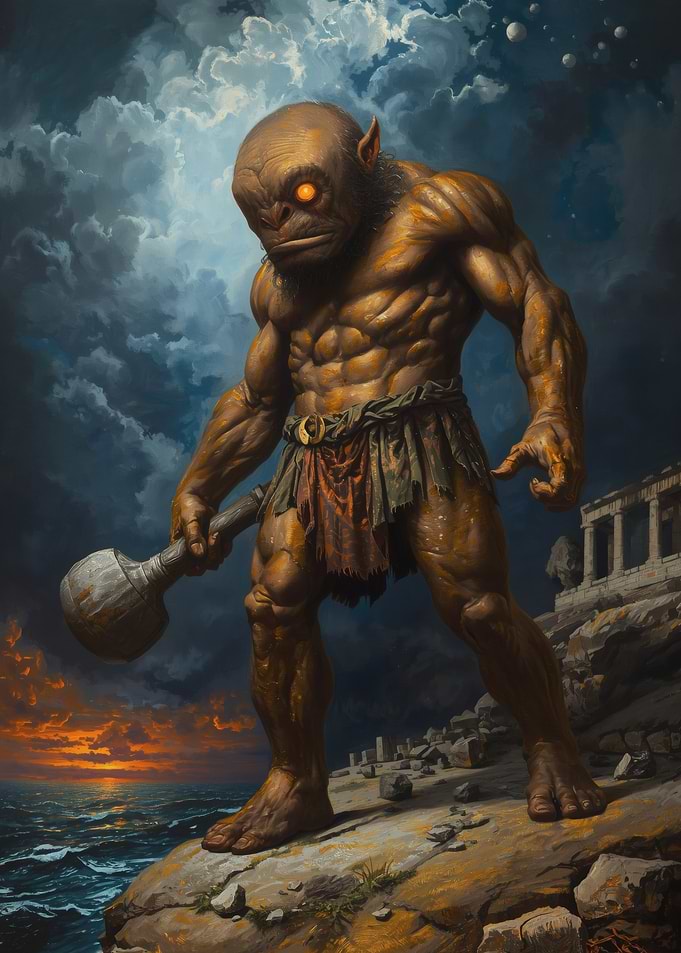 Muscular Ogre with Club by the Sea