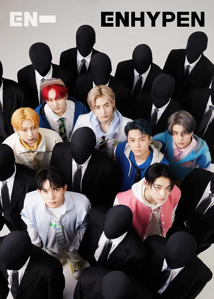 Enhypen Group Photo with Black Figures