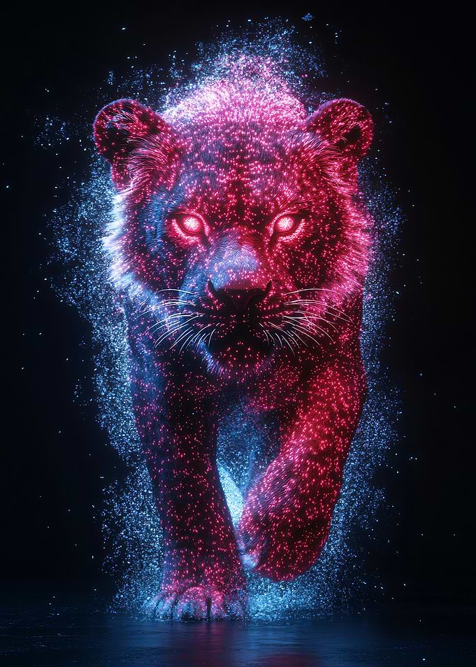 Neon Lion Digital Art