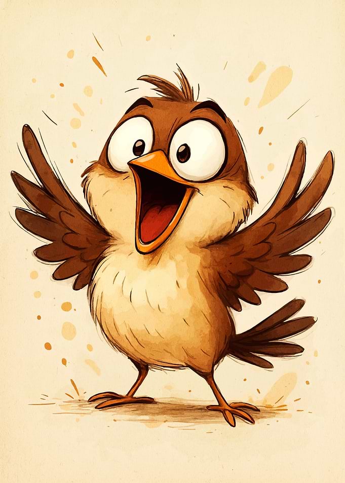Excited Cartoon Bird Illustration