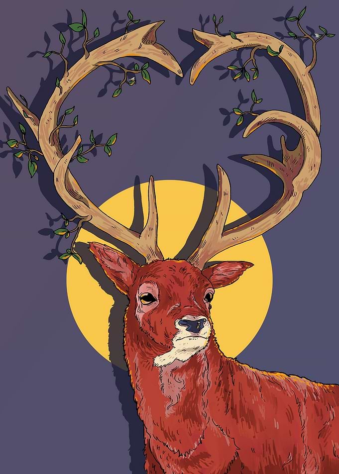 Deer with Antler Heart
