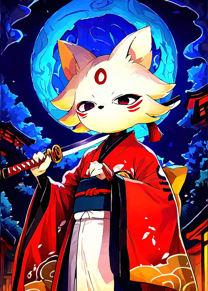 Anime Fox Spirit with Katana