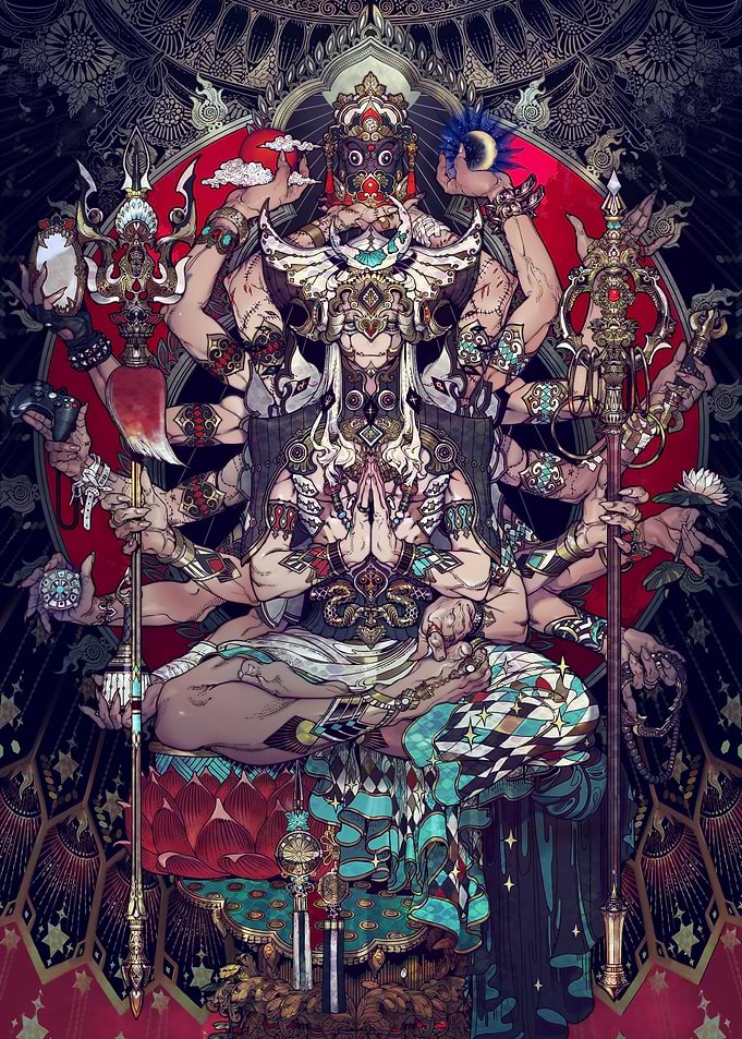 Multi-Armed Deity Illustration