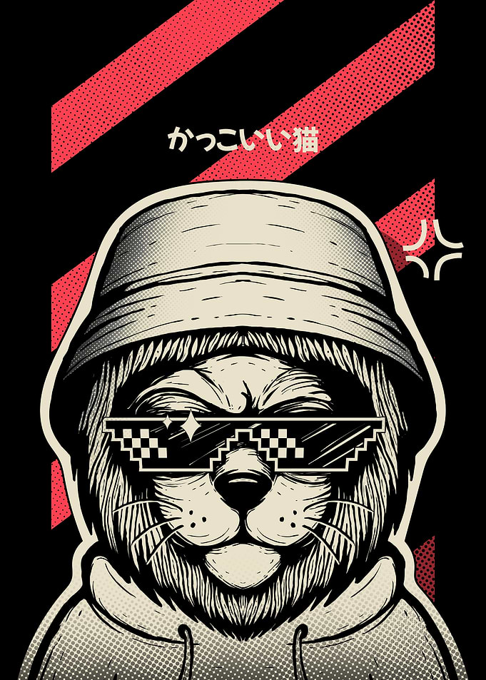 Cool Cat with Pixel Sunglasses