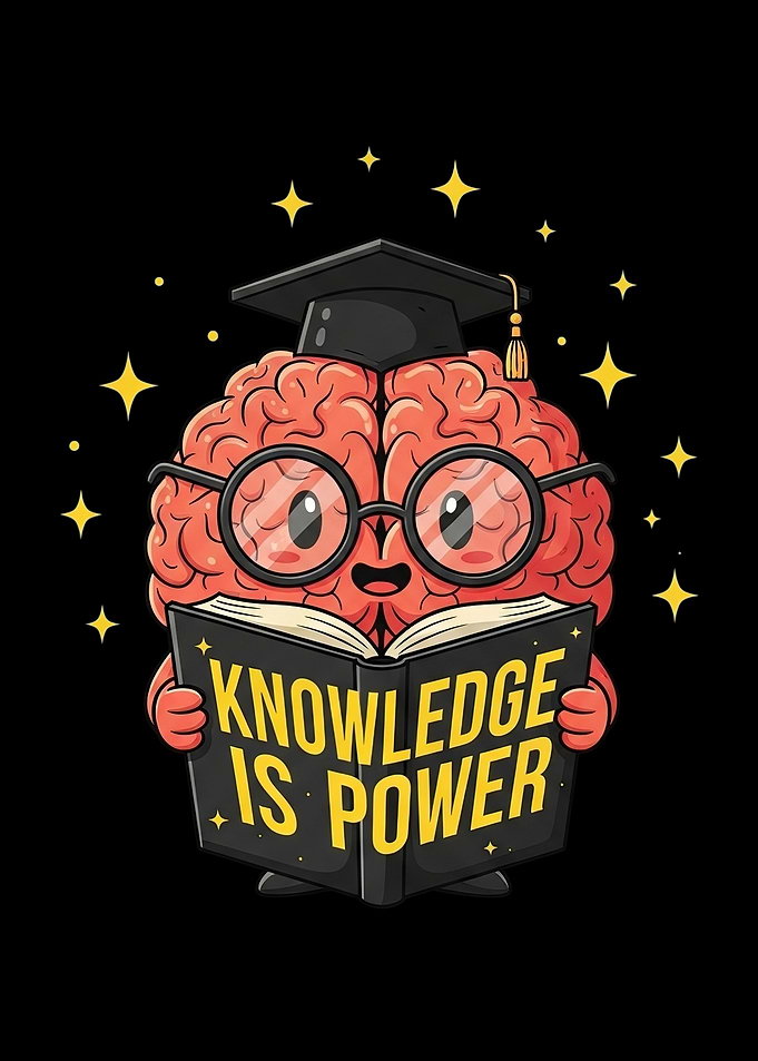 Brain with Graduation Cap Reading Book