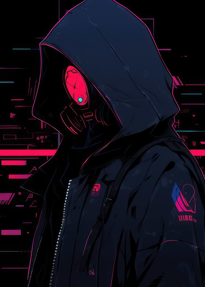 Hooded Figure with Gas Mask