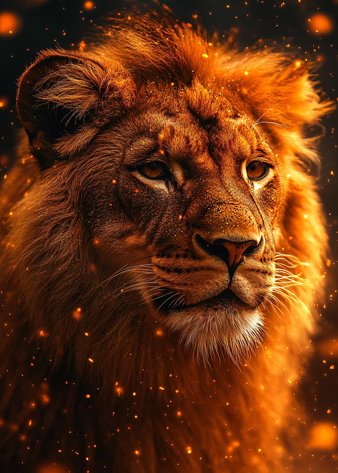 Majestic Lion Portrait with Golden Hues