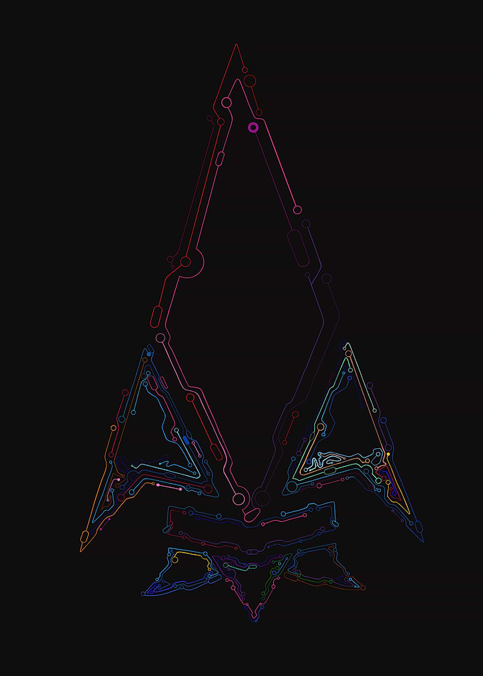 Abstract Arrowhead Circuit Board Design