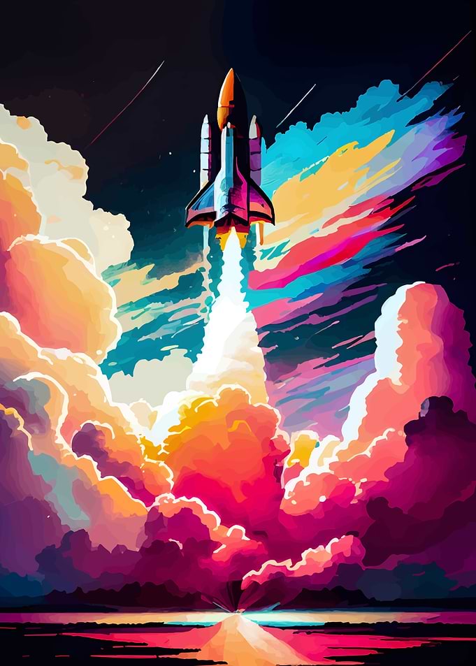Colorful Space Shuttle Launch