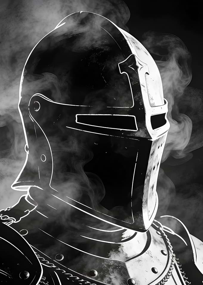 Monochrome Knight in Smoke