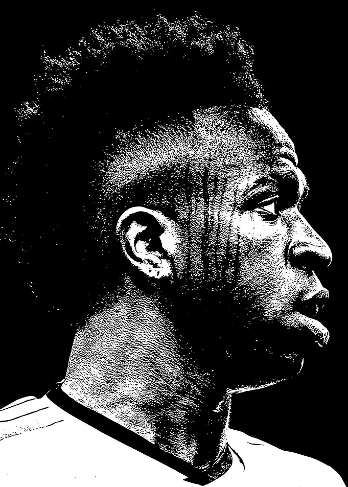 Vinicius Junior Black and White Portrait