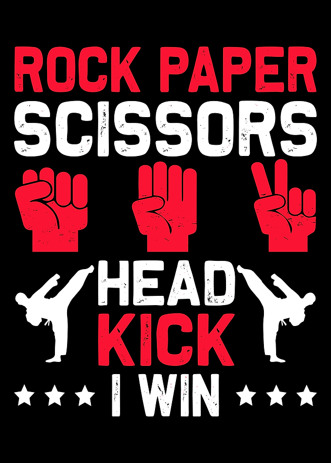 Rock Paper Scissors Head Kick Poster Martial Arts Wall Art Funny Fighter Print