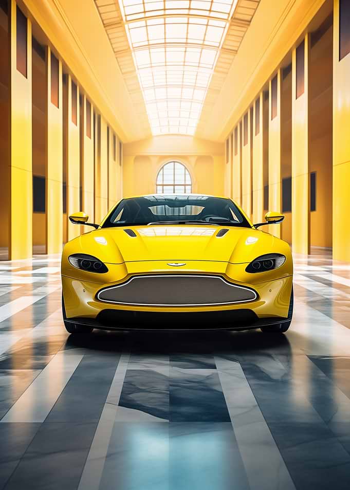 Yellow Aston Martin Car art