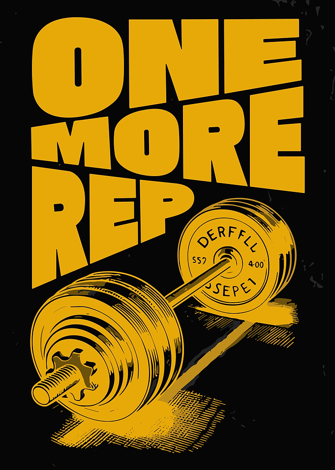 One More Rep Barbell Poster Vintage Gym Wall Art Motivational Fitness Print