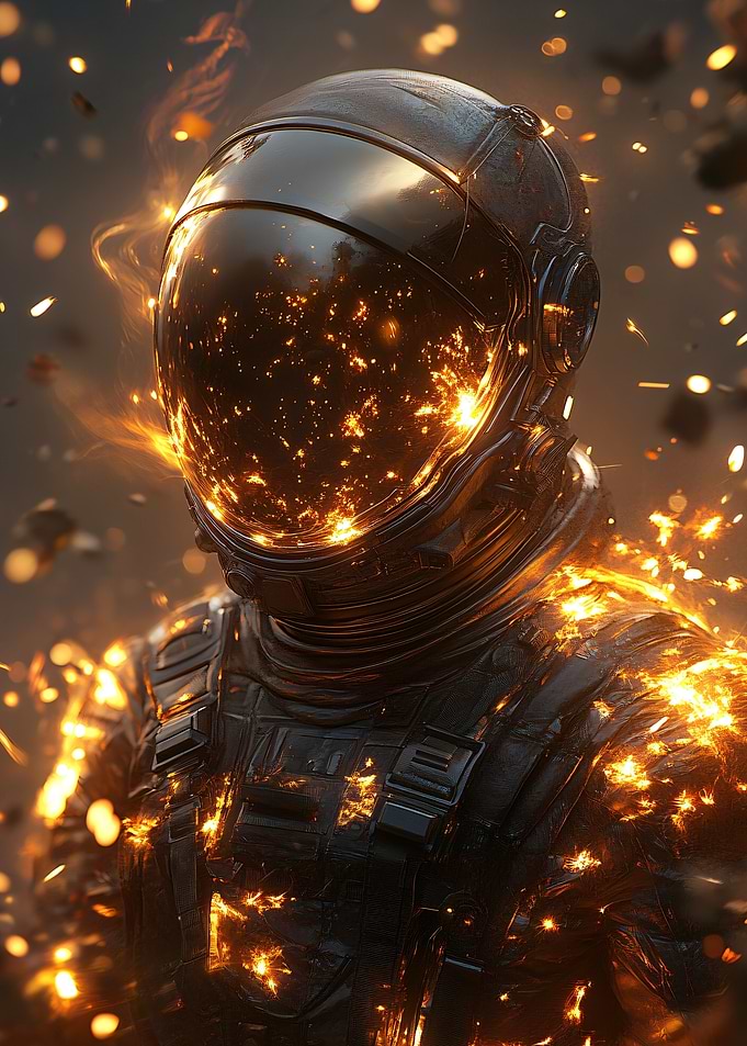 Astronaut in flames