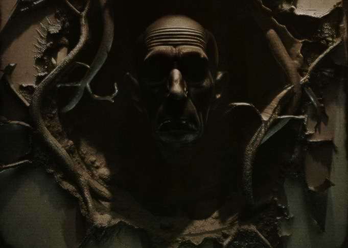 Dark Stone Face Carving