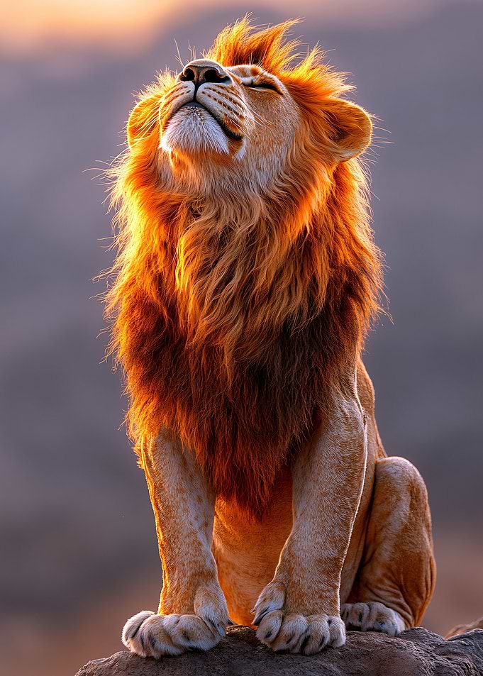 Majestic Lion basking in golden light