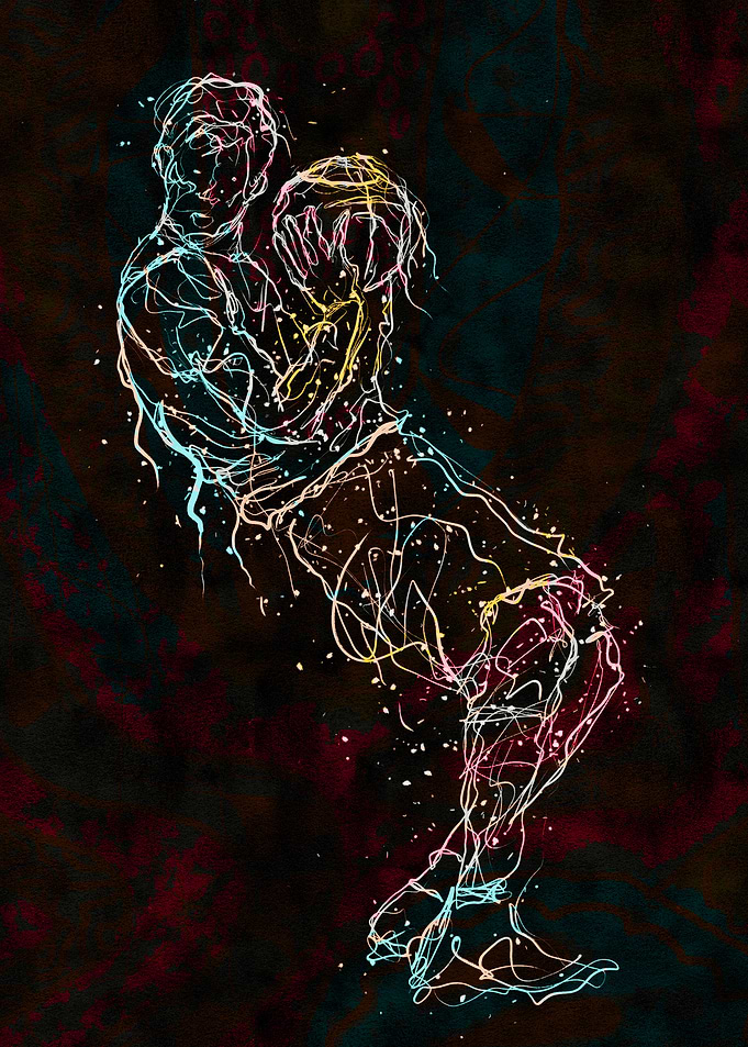 Abstract Basketball Player Line Art