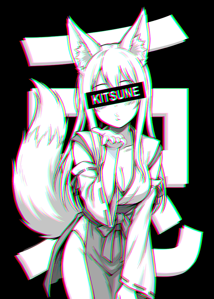 Kitsune Girl Anime Glitch
