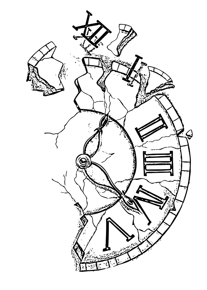 Broken Clock Face Illustration