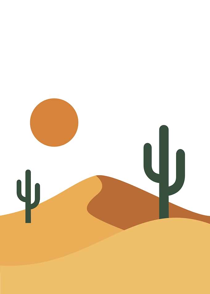 Minimalist Desert Landscape with Cacti
