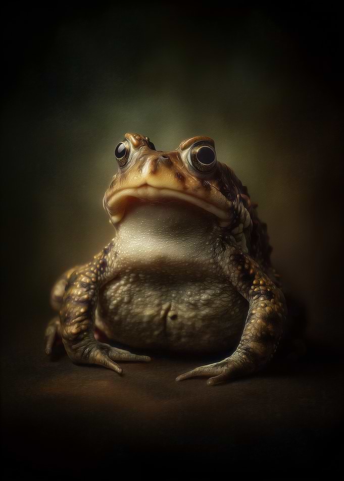 Detailed Portrait of a Brown Toad