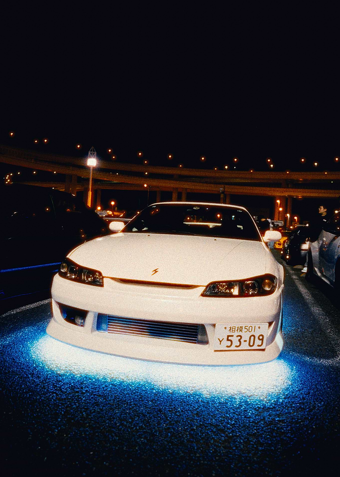 White Nissan Silvia at Night