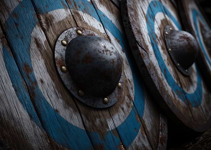Viking Shields with Blue and White Rings