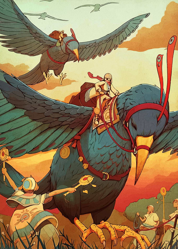 Bird Riders Fantasy Illustration