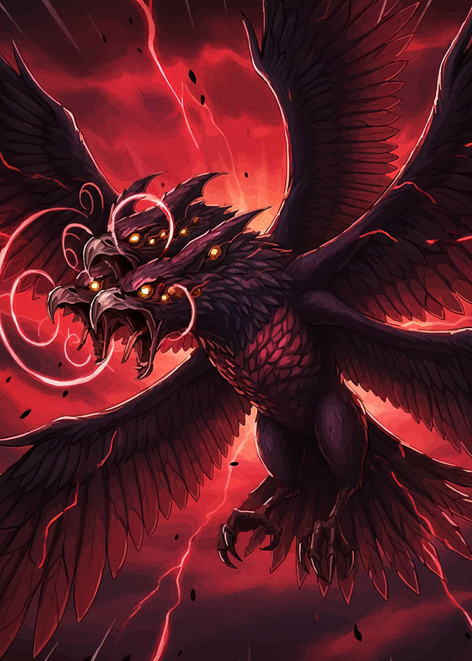 Three-Headed Raven in Red Storm