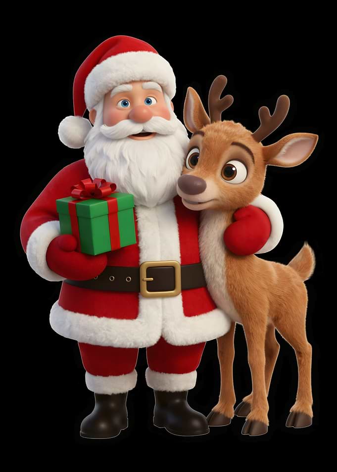 Santa Claus and Rudolph Cartoon