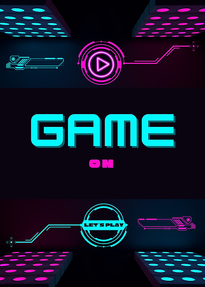 GAME ON Neon Cyberpunk with bold font text
