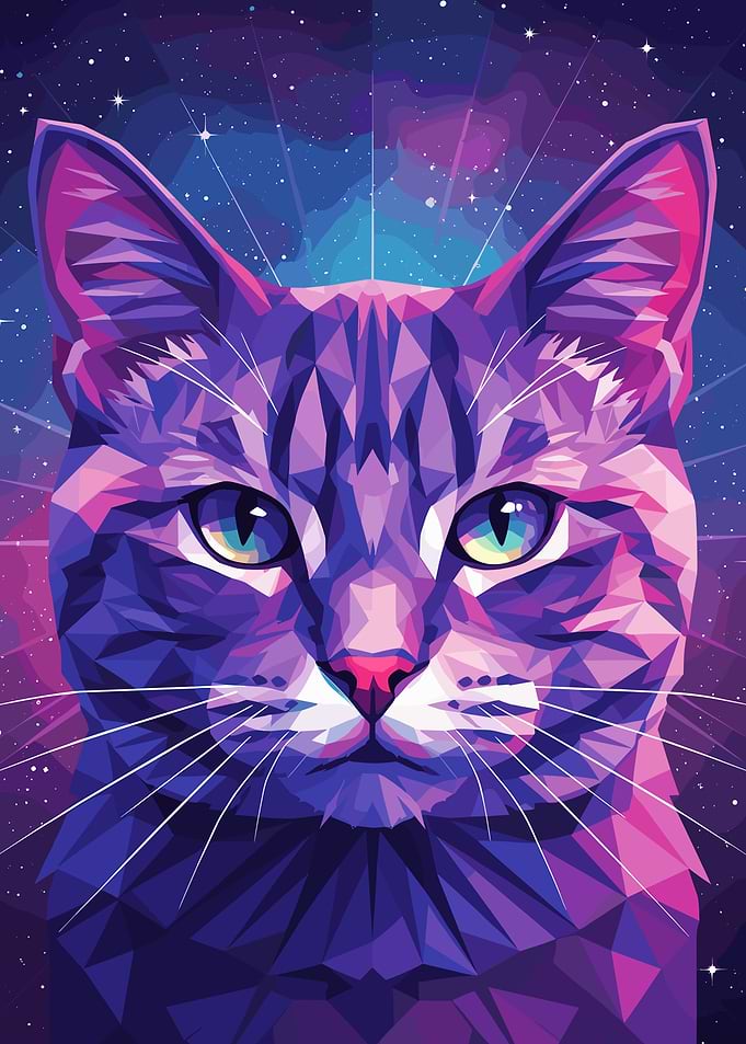 Geometric Cat Portrait