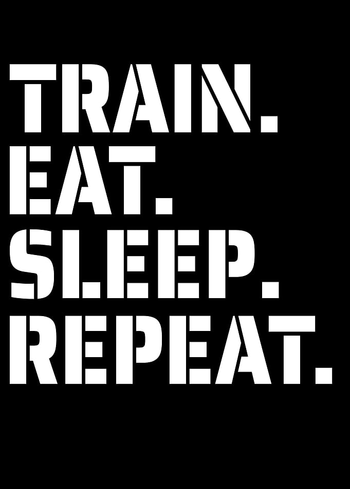 Train Eat Sleep Repeat Text Art