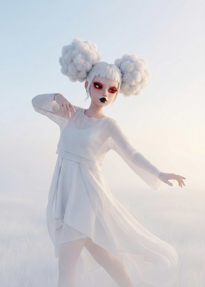 White Dress and Cloud Hair