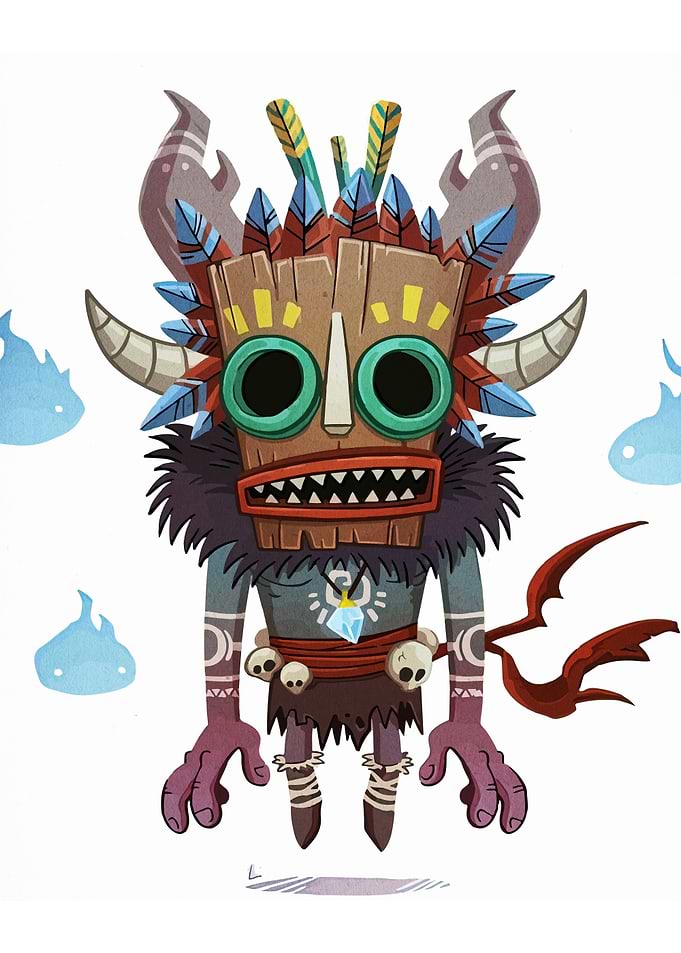 Cartoon Voodoo Character with Mask
