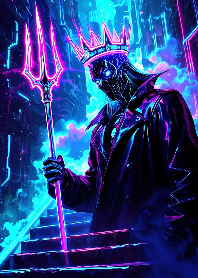 Cyberpunk King with Trident