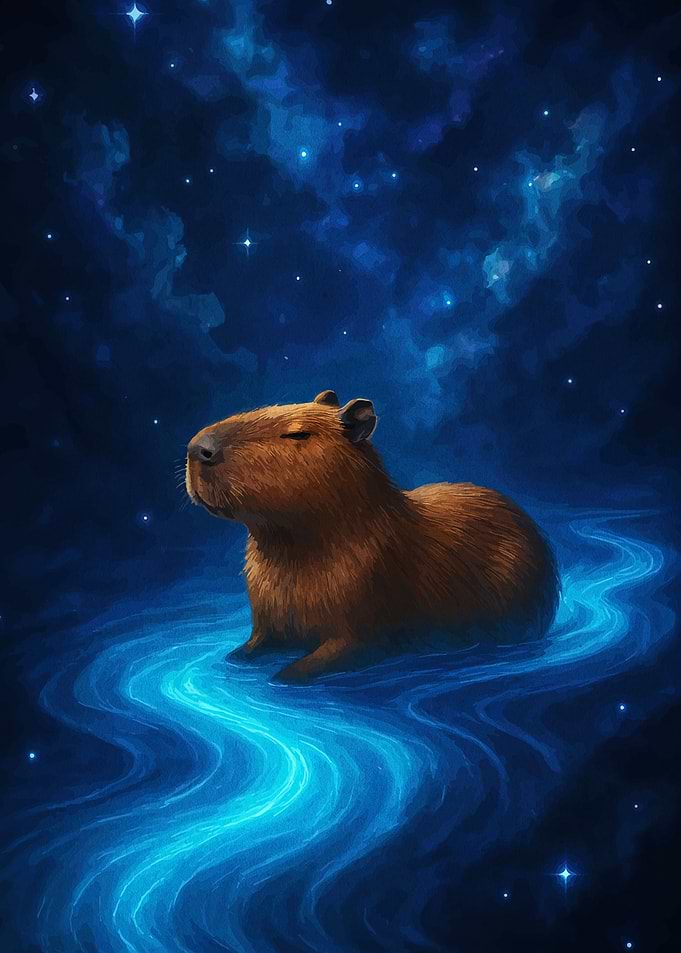 Capybara in a Cosmic River