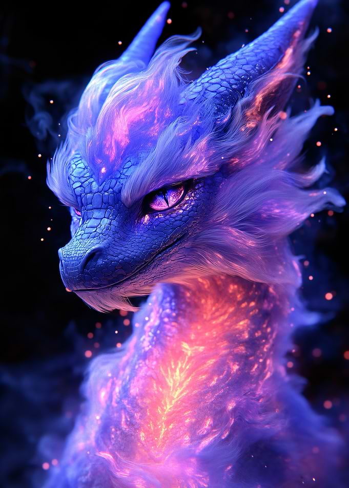 Blue and Purple Dragon Portrait