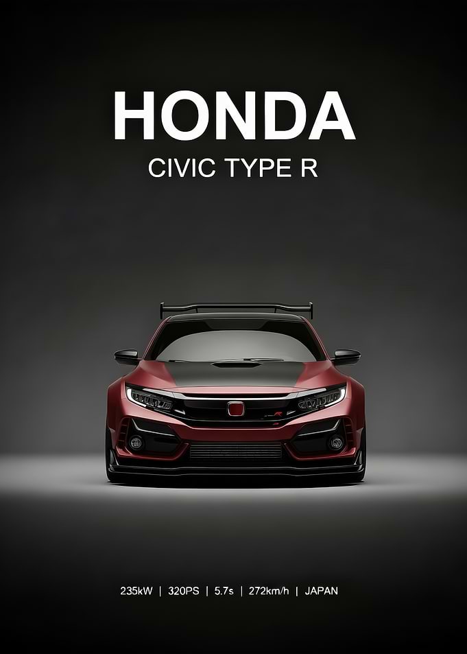 Honda Civic R Car Poster